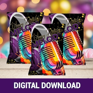 Hit the High Notes! Fun Karaoke Party Chip Bag | Birthday Favor Digital File