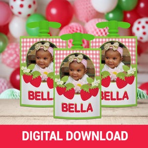 Berry Sweet One Applesauce Pouch Party Favors | 1st Birthday Applesauce Pouch | Fun Birthday Party Favor