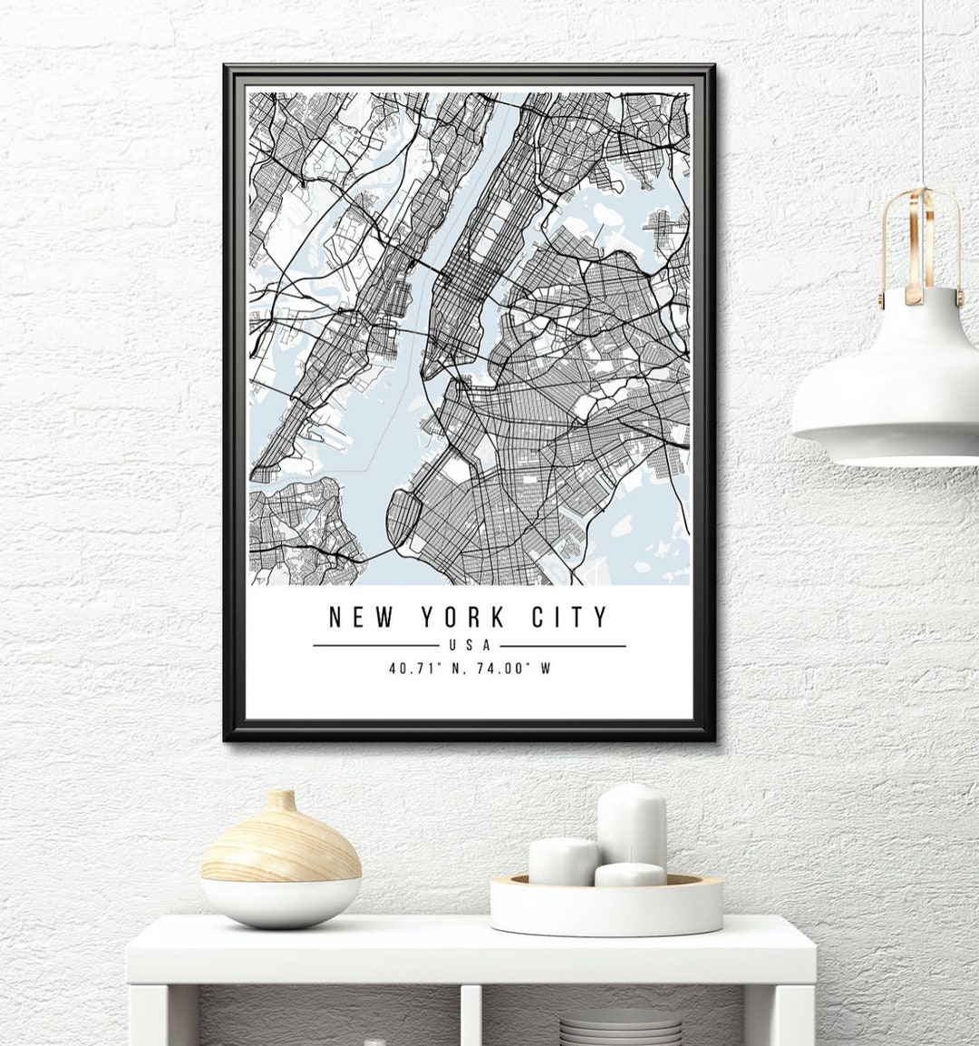 New York City Map Digital Download Printable | Home Decor City Map ...
