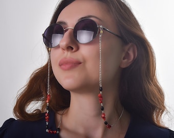 Cadena de gafas, cadena de máscara, cadena de máscara facial, cadena de gafas para mujeres, regalo de aniversario para novia, cadena de gafas de sol, soporte de máscara