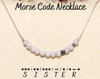 Morse Code Necklace, morse code jewelry, sister gift from sister, valentines day gift, personalized necklace, name necklace, gift for mom