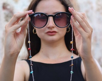 Sterling Silver and Freshwater Pearls Accessories Sunglasses & Eyewear Glasses Chains Bat Skull Mask or Glasses Chain 