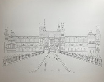 Custom Pen & Ink Drawing (großes Gebäude)