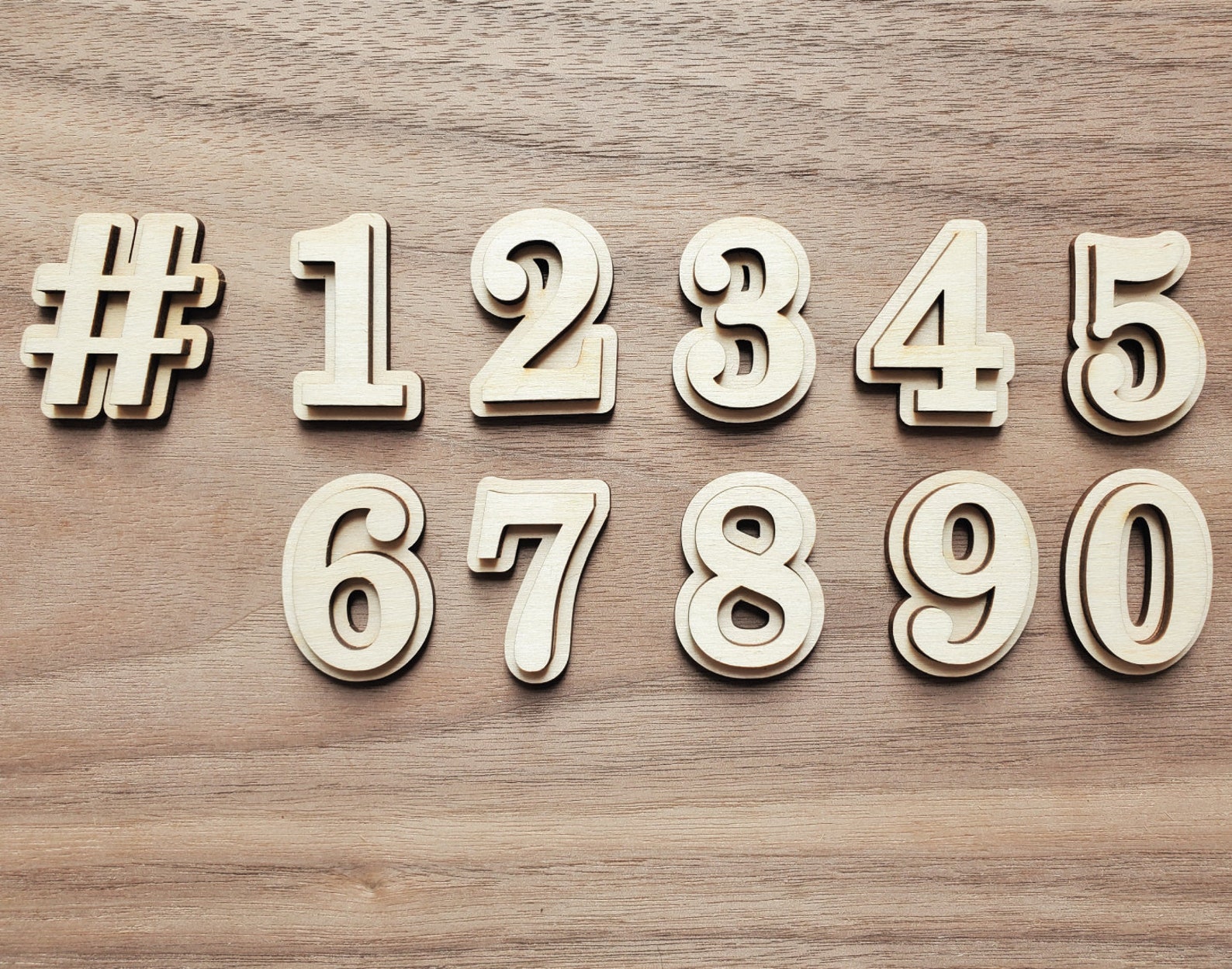 Wooden Numbers Font CS Double Layered For Greek Paddle | Etsy