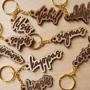 Script Nickname Keychain - Greek Gift, Greek Key Fob, Greek Stuff, Fraternity’s/ Sorority’s letters, Little Bro, Sis, Big Sis