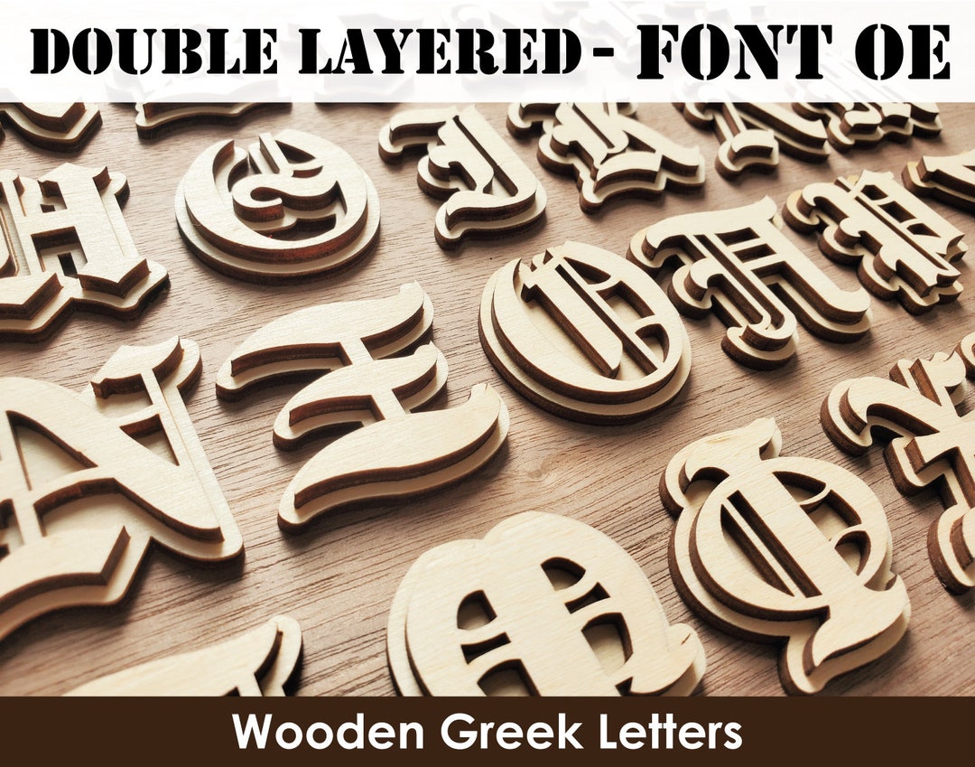 Wooden Greek Letters Font OE Double Layered for Greek Paddle, Fraternity, Sorority Craft, Greek