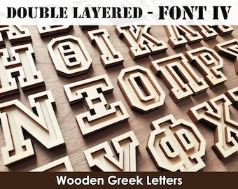 Wooden Greek Letters | Font IV | Double Layered | For Greek Paddle, Fraternity, Sorority Craft, Greek Letters, Greek Gift