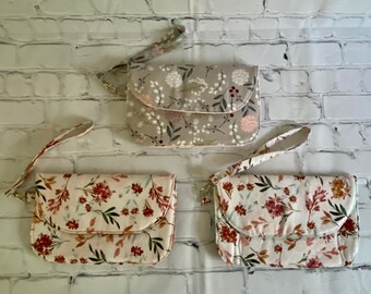 Floral Handbag Wristlet, Floral Wallet,