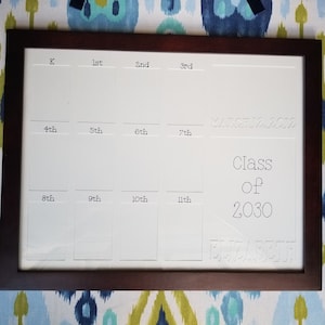 11x14 School Years Photo Mat, White Mat, 14 Openings, Birth & K-12th Grade Photos, Frame NOT included, Personalized w/ Name and DOB