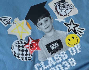 Camiseta de graduación personalizada, camiseta de graduación de jardín de infantes personalizada, camiseta de la clase de 2038, conjunto de graduación preescolar, camiseta de graduación para niños, mascota personalizada