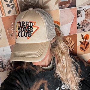 Tired Moms Club Trucker Hat, Trendy Mama Hat, Aesthetic Mom Gift, Gift for Mom, Mother's Day Gift for Mom, New Mom Gift, Baby Shower Gift