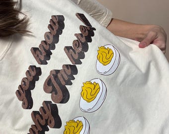Camiseta de Acción de Gracias con huevo relleno / Camiseta gráfica retro divertida