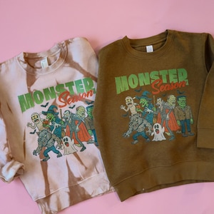 Monster Season Barntröja: Retro Halloween Rundkrage