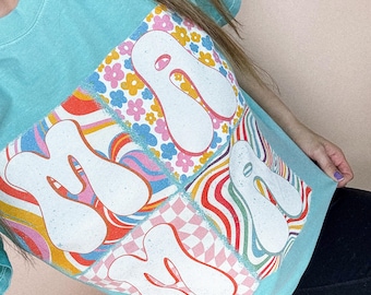 Retro Mama Graphic Tee: Comfort Colors Trendy Mom Shirt