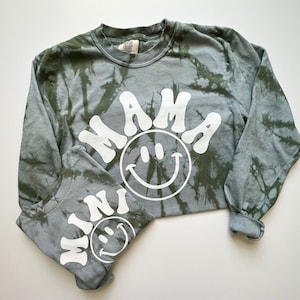 Matching Mama Mini Sweater, Valentine&#39;s Gift for Mom, Gift for New Mom to Be, Tie Dye Mama Sweatshirt, Women’s Mama Shirt, Baby Shower Gift
