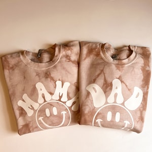 Mom and Dad Tie-Dye Sweatshirt Set: Pregnancy Announcement Shirts