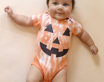 Kürbis-Halloween-Shirts für Kinder | Sibling Passende Batik-T-Shirts | Pumpkin Shirt für Kleinkinder