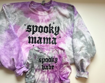 Sudaderas a juego para Halloween: Conjunto tie-dye para mamá y bebé