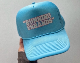 Running Errands Trucker Hat: Baby Blue Women's Trucker Cap