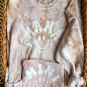 Matching Mama and Mini Sweatshirts, Mama Sweatshirt, Mother Daughter Shirts, Best Gifts for Moms, Matching Mommy & Me Sweaters, Baby Shower TAN TIE-DYE