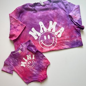 Matching Mama and Mini Sweatshirts, Mama Sweatshirt, Mother Daughter Shirts, Best Gifts for Moms, Matching Mommy & Me Sweaters, Baby Shower PINK/PURPLE TIE-DYE