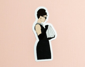 Audrey Hepburn sticker Breakfast at Tiffany's sticker Romantic movie sticker hand drawn sticker water bottle sticker doodle art sticker