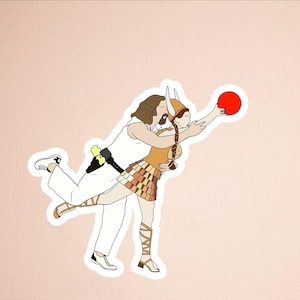 The Big Lebowski sticker The Dude Maude Lebowski dance bowling Viking Helmut sticker hand drawn doodle art
