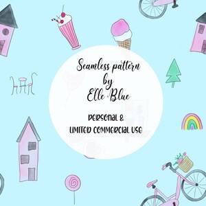 Seamless pattern digital seamless pattern sketches in Paris seamless pattern ice cream pattern pink bike pattern house pattern
