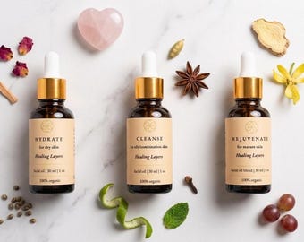 Elige tu luminosidad: aceite facial botánico: hidrata, limpia o rejuvenece.