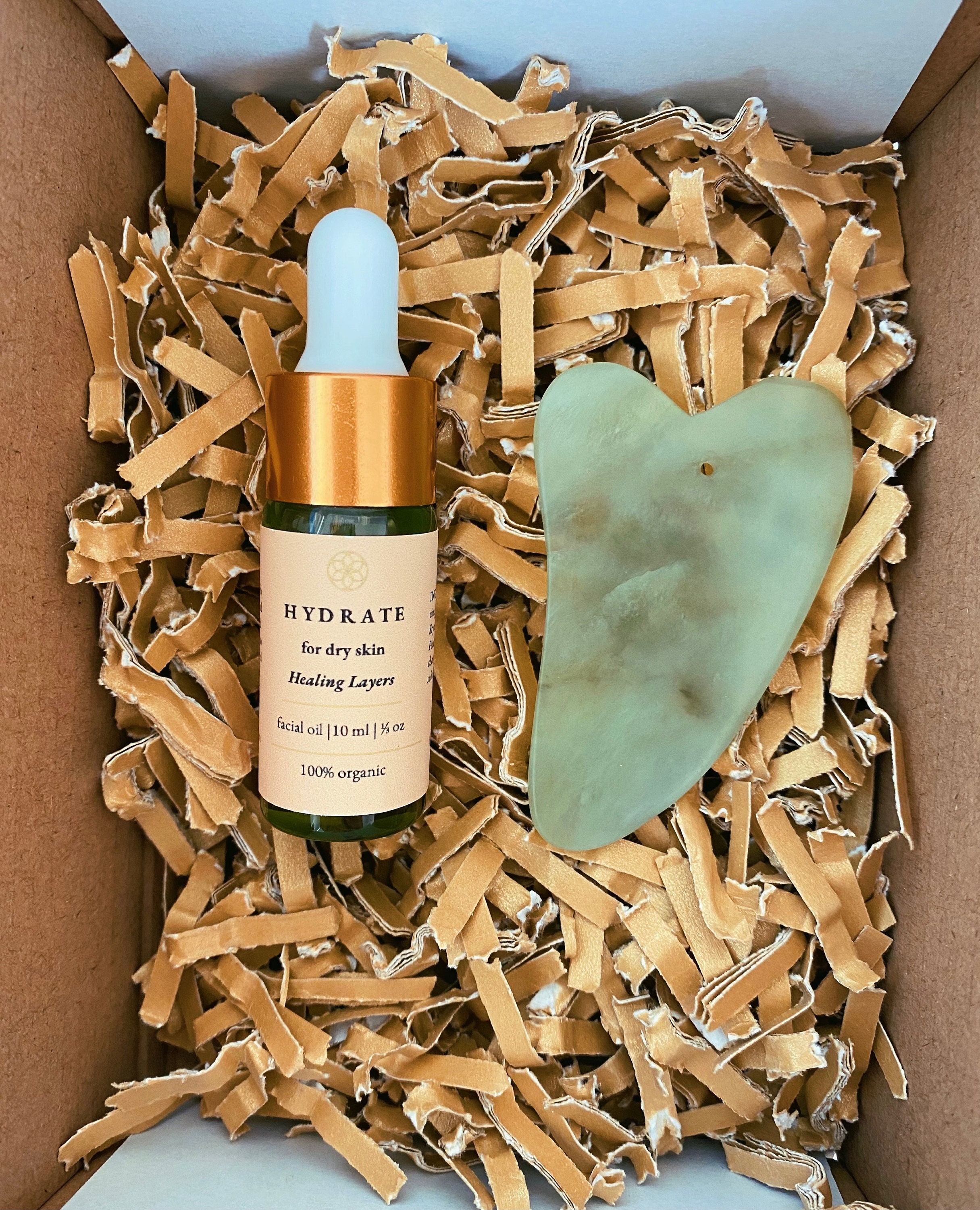 Facial Oil with Jade Gua Sha Massage Tool Hydrate Cleanse Etsy