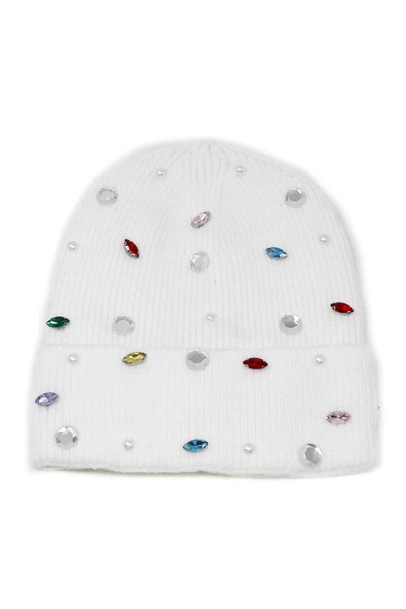 Gemstone Hat, Gemstone Embelished Hat, Glam Knit Hat, Winter  display picture 2