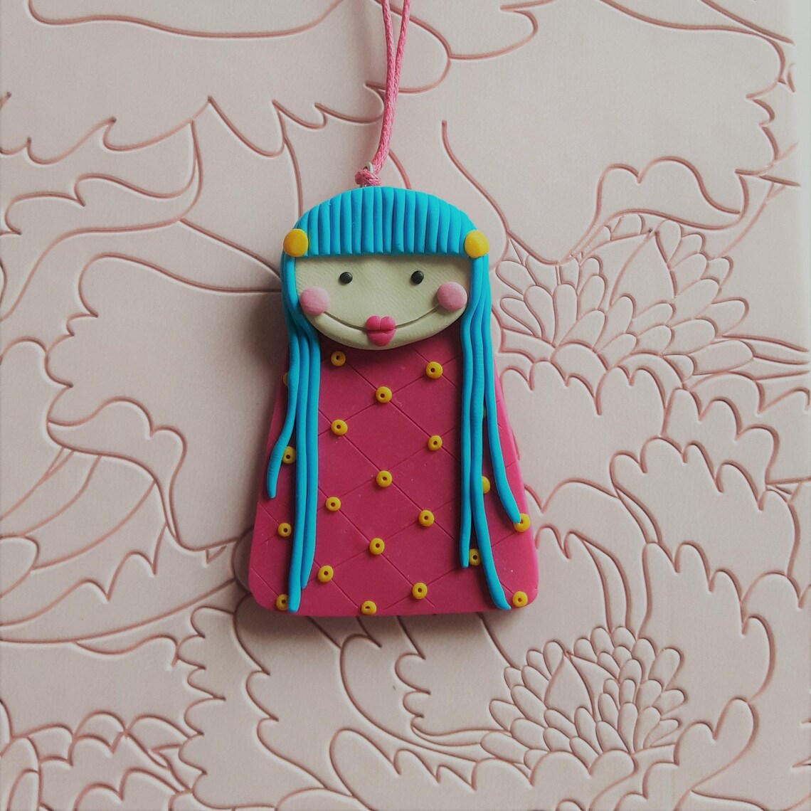 Beautiful pink fimo necklace polymer clay for girls Etsy