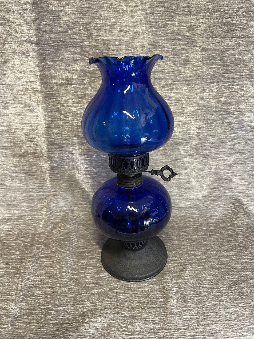Vintage Cobalt Blue Oil Lamp 289 Etsy