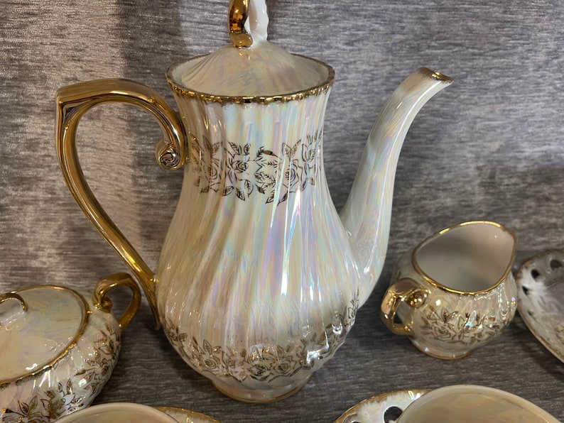 Kudo Toki Fancy China Opalescent Lusterware Tea Set 130 Etsy