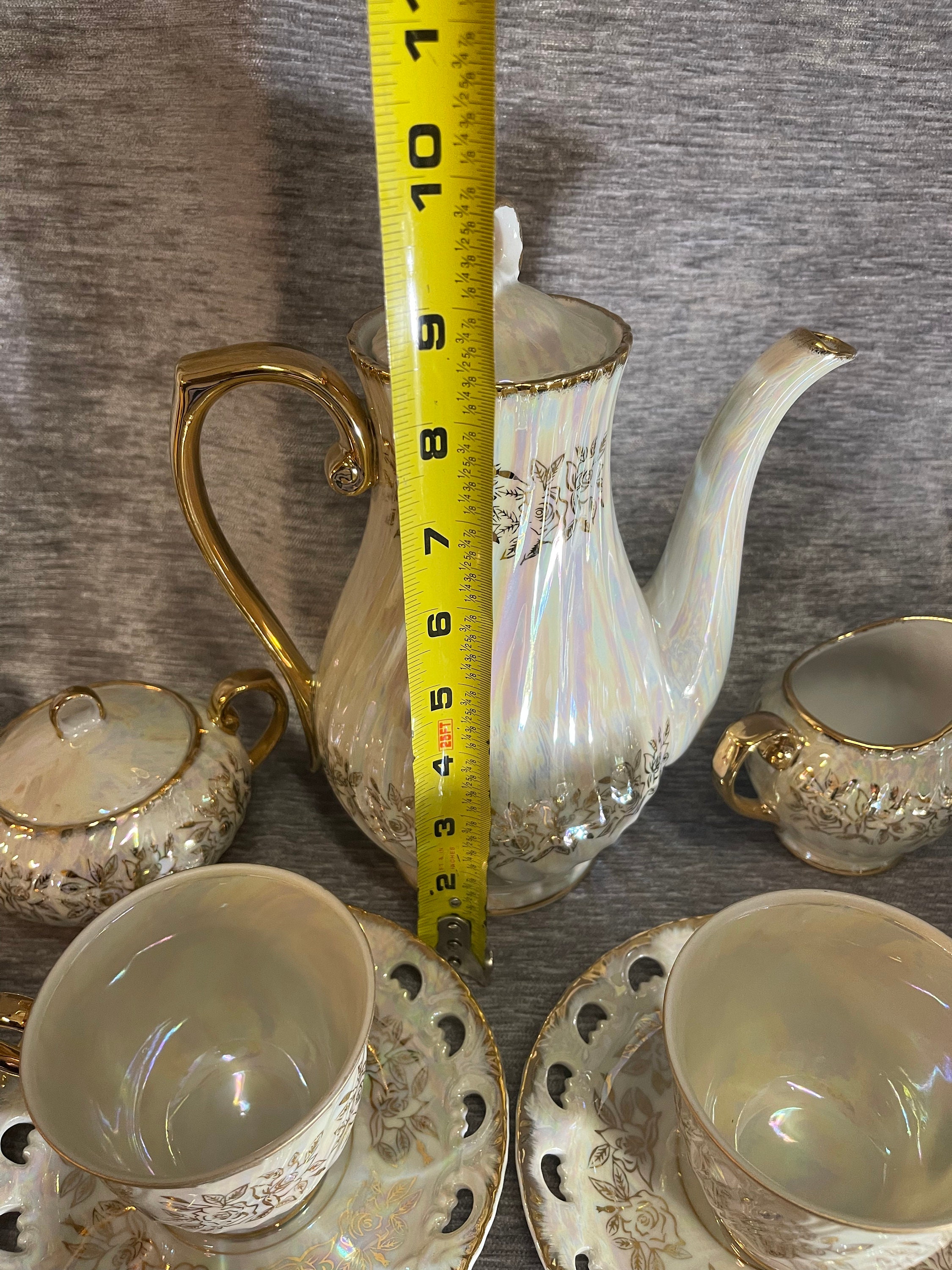 Kudo Toki Fancy China Opalescent Lusterware Tea Set 130 Etsy