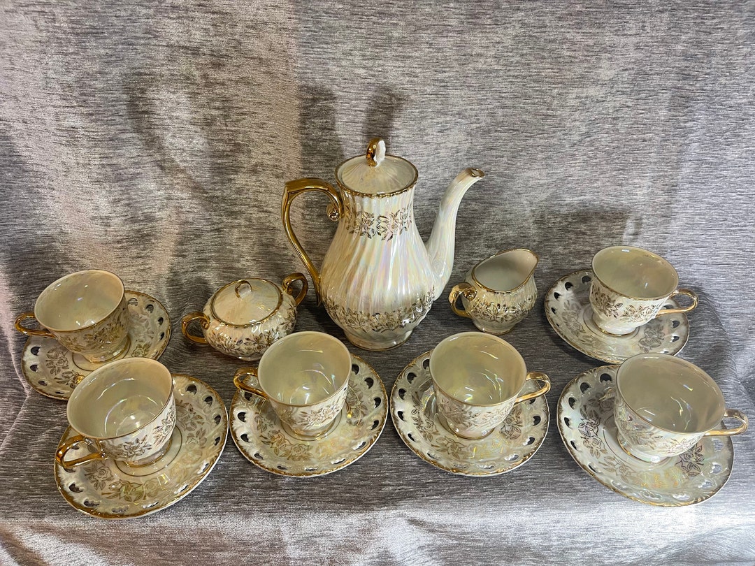 Kudo Toki Fancy China Opalescent Lusterware Tea Set 130 Etsy