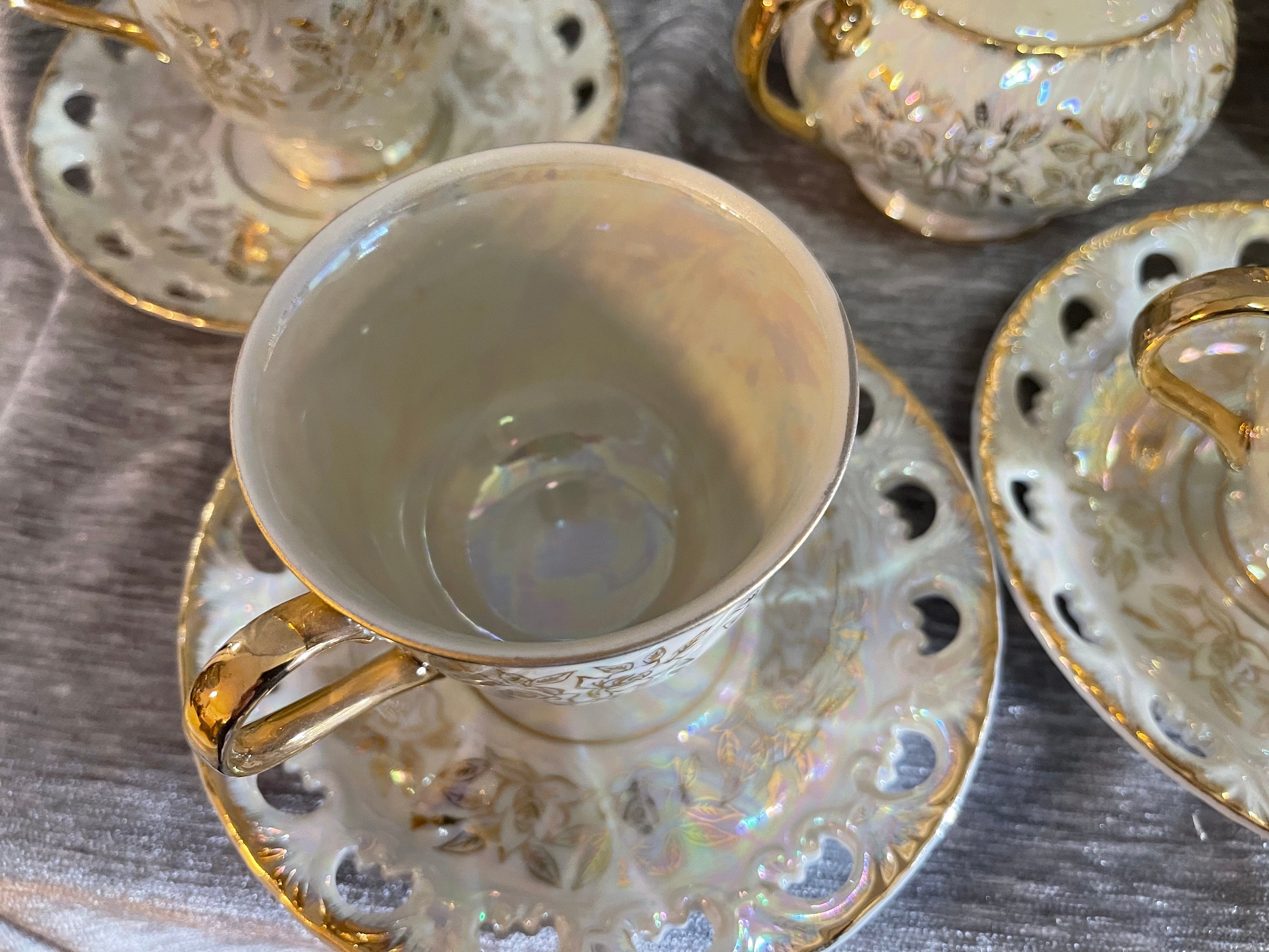 Kudo Toki Fancy China Opalescent Lusterware Tea Set 130 Etsy