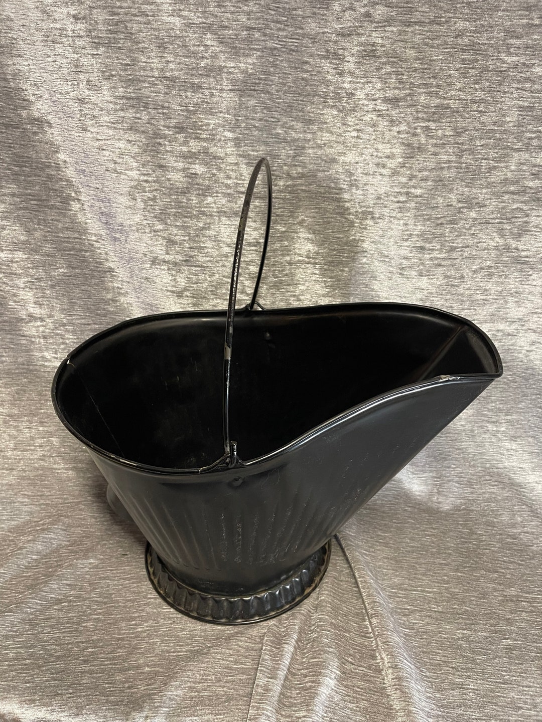 Black Metal Bucket With Handle 329 Etsy