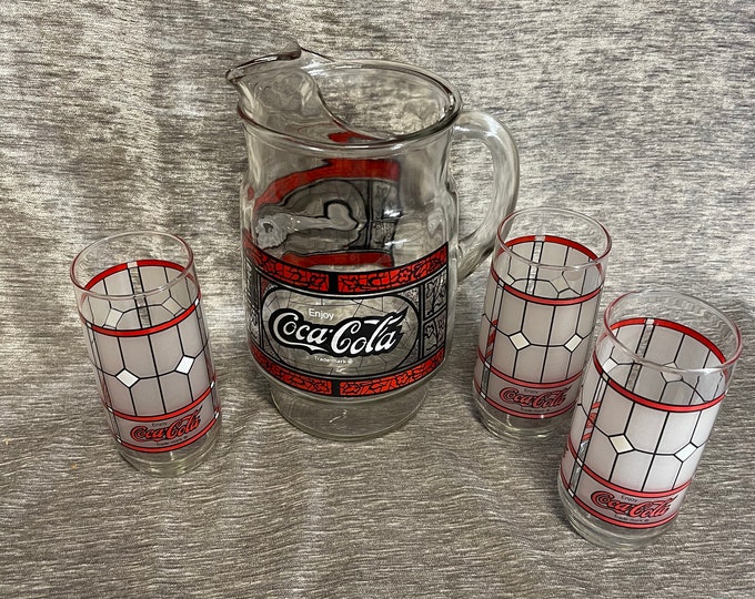 Coca Cola Pitcher and 3 Glasses 298 - Etsy