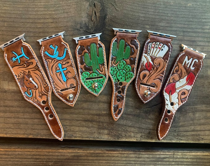 Custom Tooled Leather Apple Watch Band