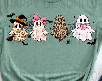 Cute Ghost Friends PNG, Halloween Shirt Design, Fall, Preppy (Digital Download)
