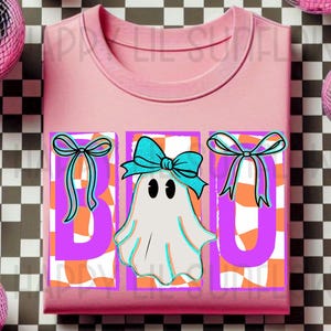Boo PNG, Boo con fantasma PNG, Halloween PNG, Autunno PNG, Civetta autunnale PNG, Fantasma autunnale carino con fiocco, Stagione accogliente PNG