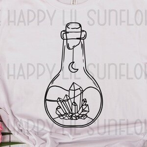Crystals in a Bottle SVG Cut File, Crystal in a bottle, Line Art
