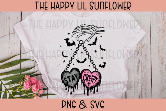 Dripping Hearts Stay Creepy Skeleton Hand PNG SVG