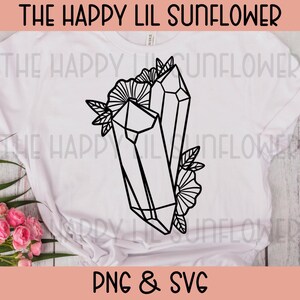 Crystals and Flowers SVG Cut File, Crystals, Leaves, Zen, Crystal, Meditate, Relax