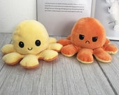 Octopus plush toy, double-sided, folding toy, handmade flip, different moods.