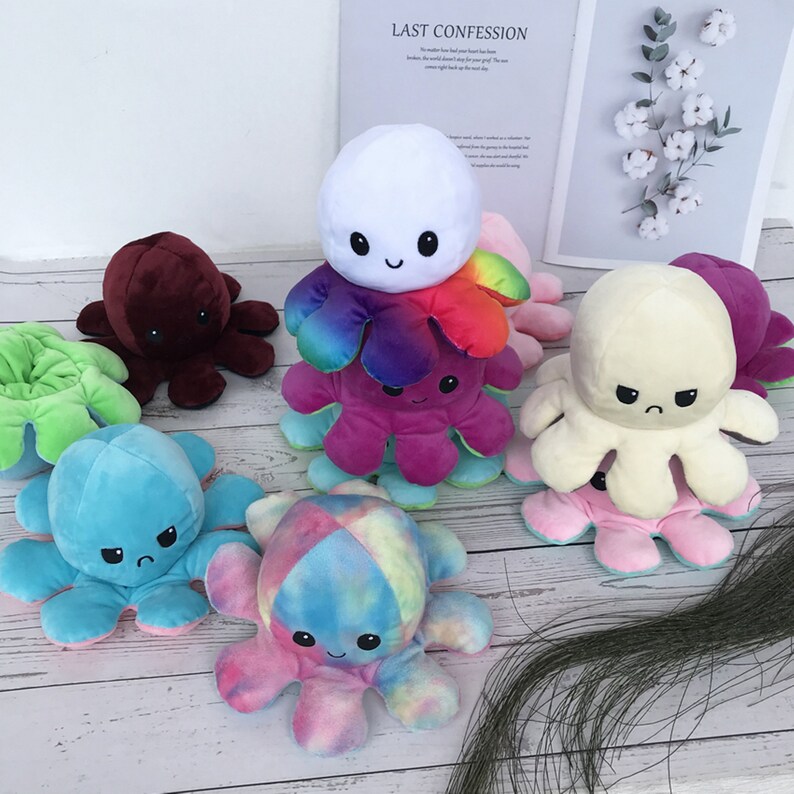 Octopus plush toy double-sided folding toy handmade flip | Etsy