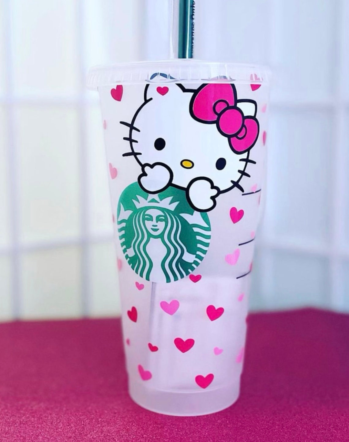 Custom Hello Kitty Inspired 24 oz Reusable Starbucks Cup Etsy