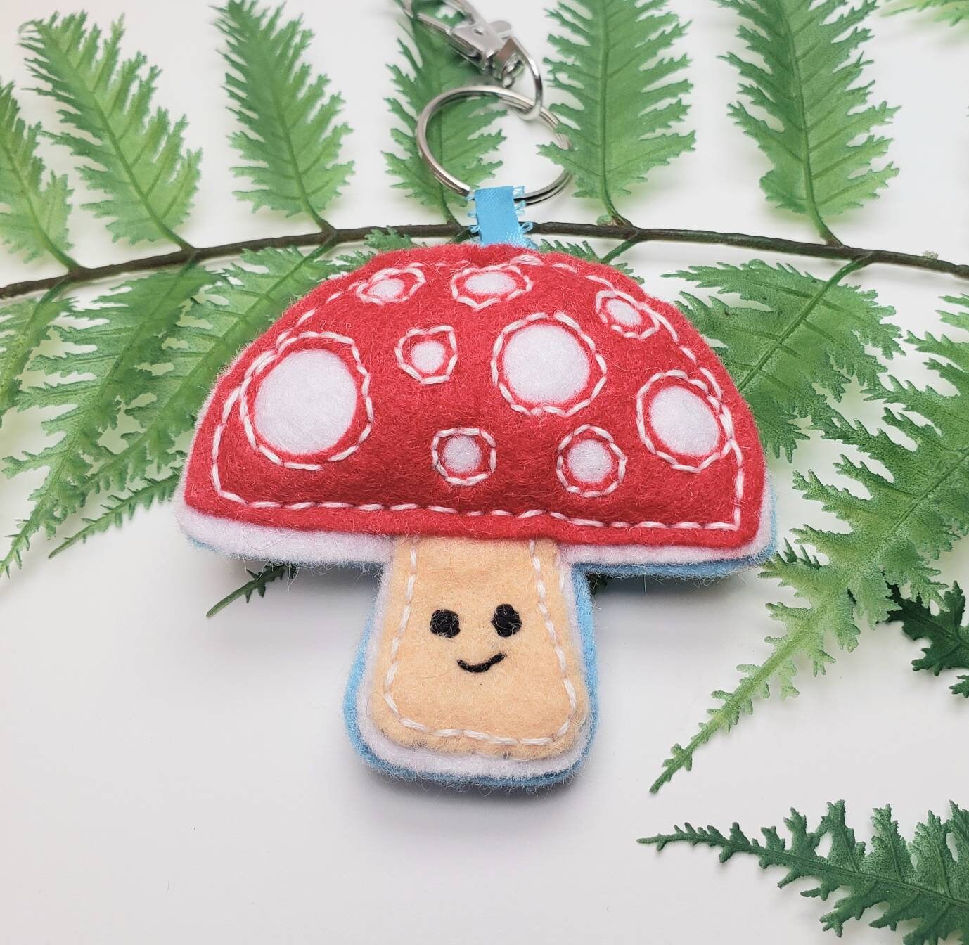 Cute Mushroom Felt Keychain / Plush Keychain / Cottagecore Etsy