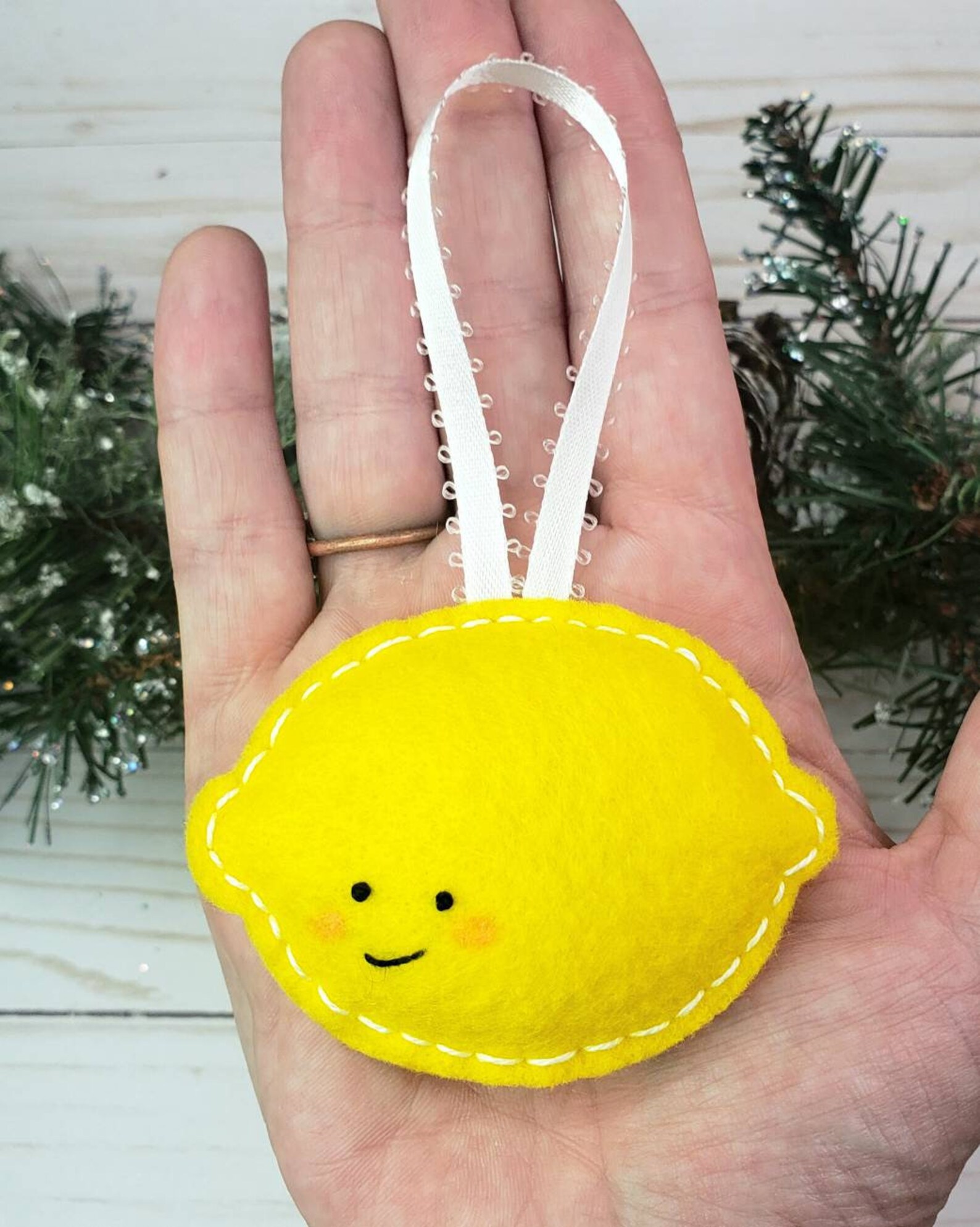 Lemon Christmas Tree Ornament Felt Ornaments Lemon Plush Etsy